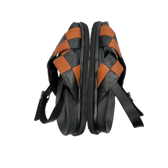 ALOHAS Women's Leather Marshmallow Scacchi Black Tan Sandals Size 42 - Picture 8 of 9